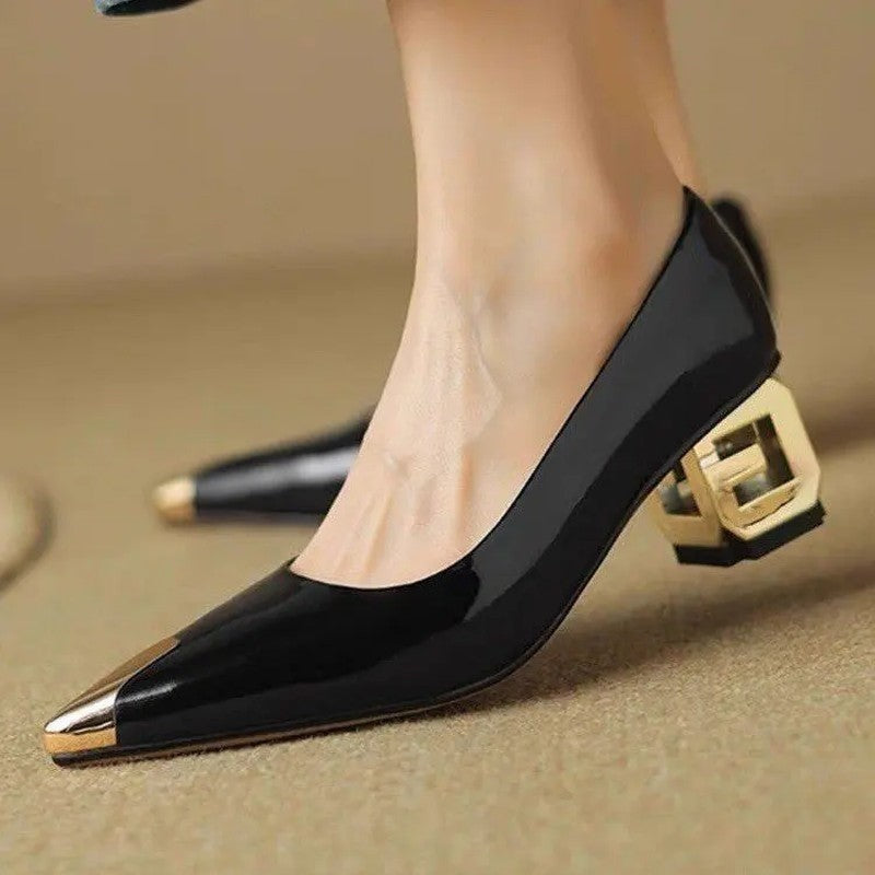 Claire Women's Geometric Block Heel Pump