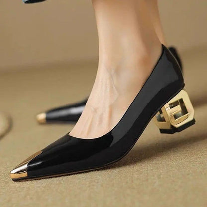 Claire Women's Geometric Block Heel Pump