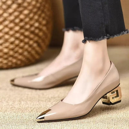 Claire Women's Geometric Block Heel Pump