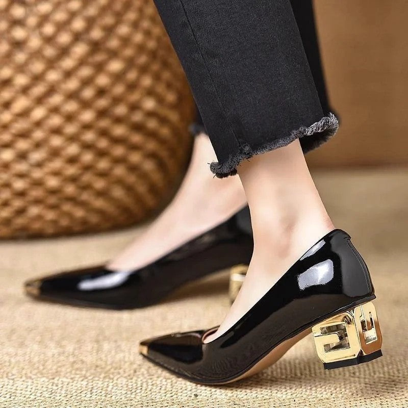 Claire Women's Geometric Block Heel Pump
