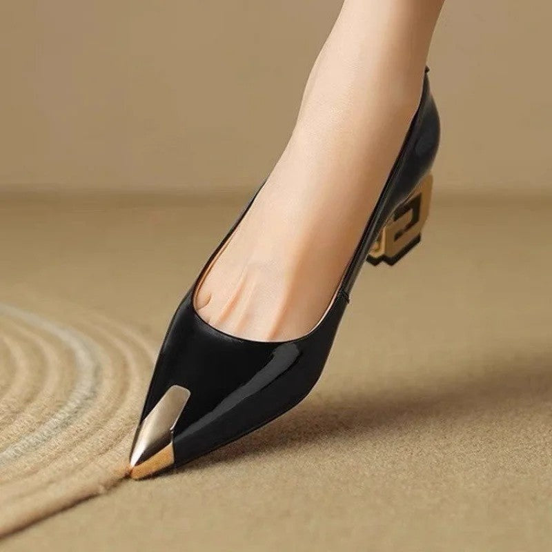 Claire Women's Geometric Block Heel Pump